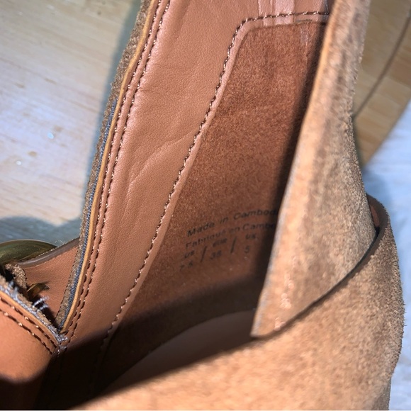 Aldo Kendall Women's Ankle Booties Light Brown Size 7.5 Suede Colourblock Heel - Picture 9 of 9